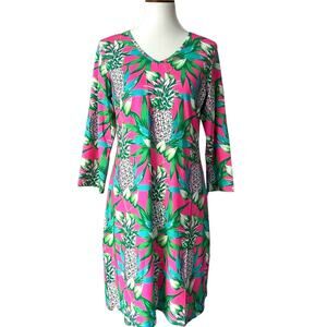 Banana Boat Dress Large Tropical Pineapple Sun Protect UPF 50 Resort Boho Cruise